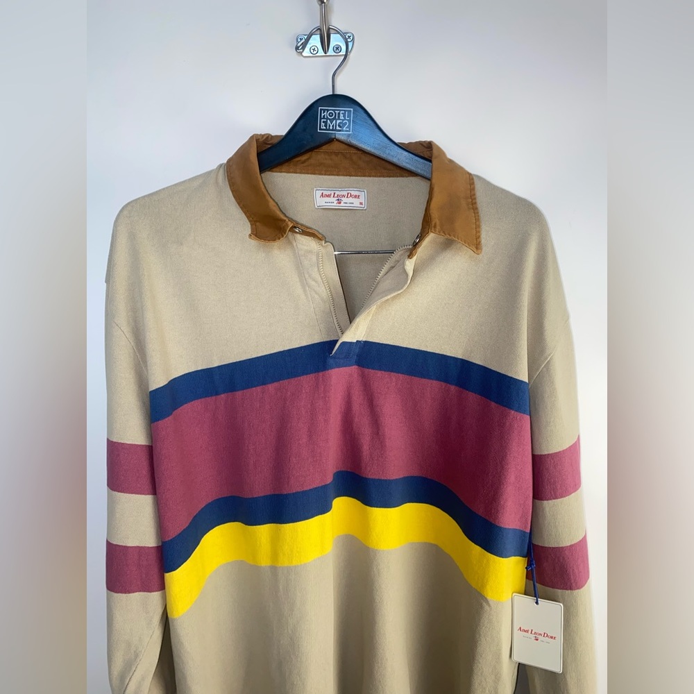 Aime Leon Dore x New Balance XXL Rainier Rugby Long Sleeve Shirt Striped - Picture 3 of 16